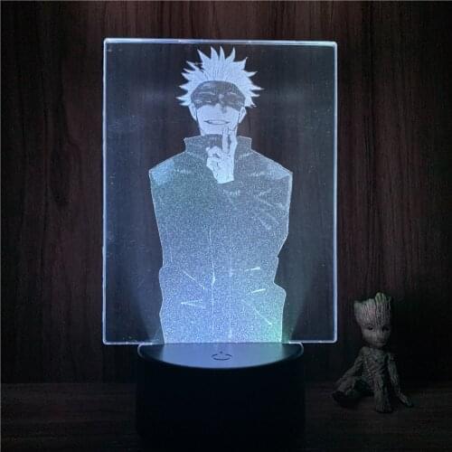 Jujutsu Kaisen Gojo Satoru Cool Smile 3D Lamp Action Figure LED NightLight 7 Colors Touch Table Decor Night Light Gift Model