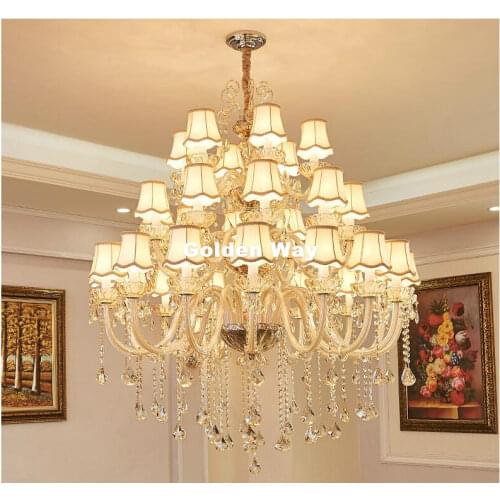 Hot Sellig European Modern Golden Crystal ChandelierFixture Novelty Style Fitting Lustres For Living Room Dining Room Lighting