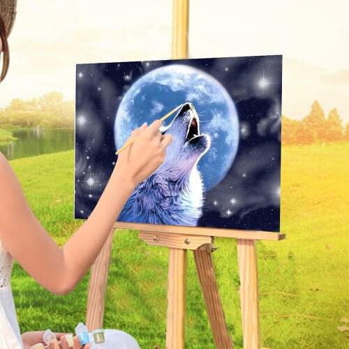 Moon And Wolf Painting By Numbers Kit Acrylic Paints 50*70 Picture By Numbers Photo Decorative Paintings Kids Drawing