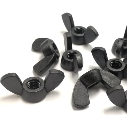 M4 M5 M6 M8 PA66 Nylon Wing Nuts , Black Plastic Fasteners ,F005