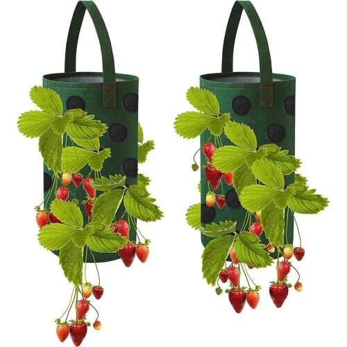 Strawberry Planting Grow Bag Hanging Breathable Durable Reusable Bare Root Planting Bag Plant Pot With 10 Holes Garden Supplies