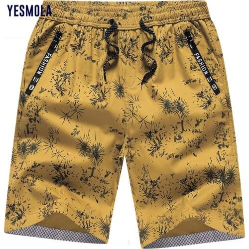 YESMOLA 2021 Men Pants Print Casual Sport Short Summer Beach Pants Drawstring Pockets Mens Shorts Trunks Big Size