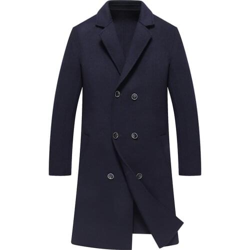 Mens Wool Coats & Jackets Winter Cashmere Jacket Man Long Section double Breasted Overcoat Turn-down Collar Casual Woolen Coat