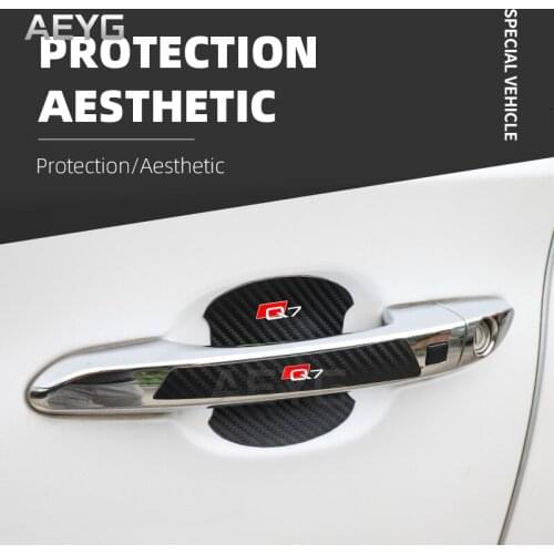 Car Door Handle Carbon Fiber Stickers Film For Audi Q7 2020 2021 2018 Protector Decals Vinyl Auto Automotive Goods Accessories