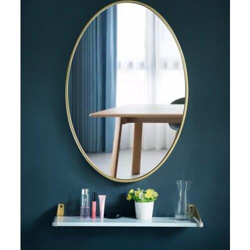 Nordic Bathroom Mirror Oval Iron Mirror Bedroom Make-up Mirror Wall Decor