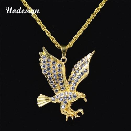 Uodesign Brand Eagle Necklace Statement Jewelry Sale Gold Color Hawk Animal Charm Pendant & Chain For Men