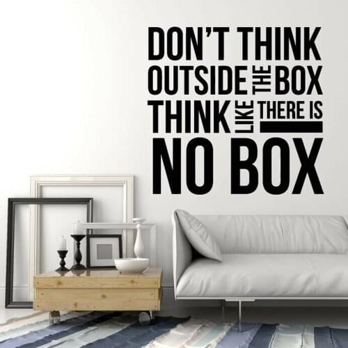 Think Outside Quotes Vinyl Wall Decal Outside The Box Motivation Quotes Words Stickers Office Room Art Mural Wallpaper M275