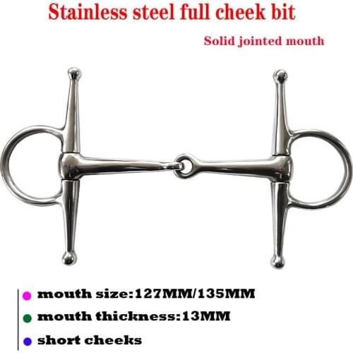 Full Cheek Stainless Steel Equestrian Flexible D Ring Loose Ring Horse Snaffle Bit Solid Jointed Mouth