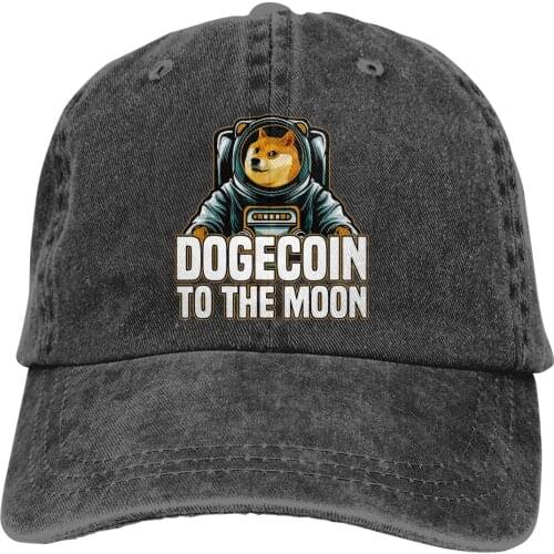 Washed Mens Baseball Cap To The Moon Trucker Snapback Caps Dad Hat Dogecoin Cryptocurrency Miners Meme Golf Hats