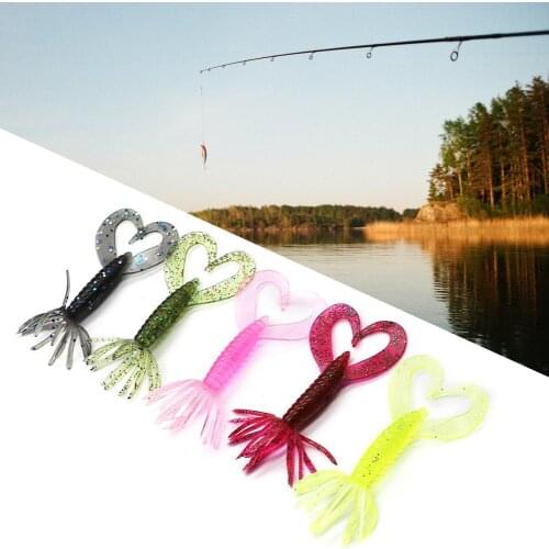 25Pcs/Set Fishing Lure Double Tail Colorful Soft Silicone Double Tail Fishing Baits Worm Fishing Wild Stick Bait for Outdoor