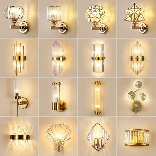 Modern Crystal Wall Sconce Gold Wall Lamp Glass Light Fixture for Bathroom Mirror Bedroom Vanity Stairwell Fireplace Easy Instal