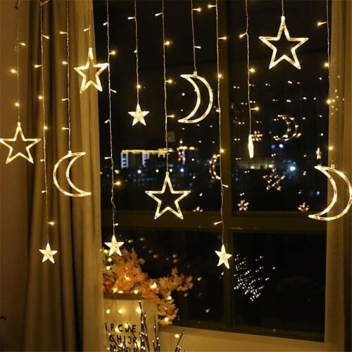 Moon Star Lamp LED Lamp String Ins Christmas Lights Decoration Holiday Lights Curtain Lamp Wedding Neon Lantern 220v fairy light