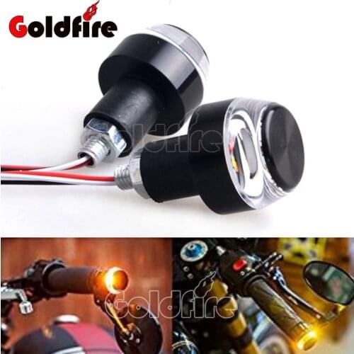 Universal Motorcycle LED HandleBar Ends Amber turn Signal light with Daylight Indicator Grip Plug FOR Scooter ATV Dirt bikes