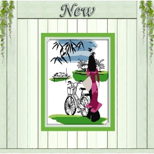 Vietnam Girl countryside decor paintings counted printed on canvas DMC 11CT chinese Cross Stitch Needlework Sets Embroidery kits