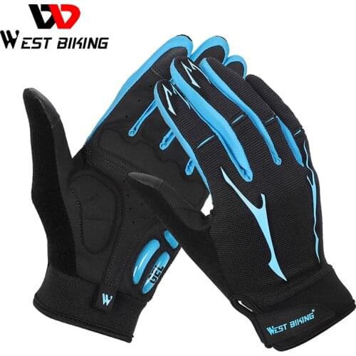 WEST BIKING Breathable Cycling Gloves GEL Liquid Silicone Palm Non-slip Sports Full Finger Bicycle Glove Half Finger Bike Gloves