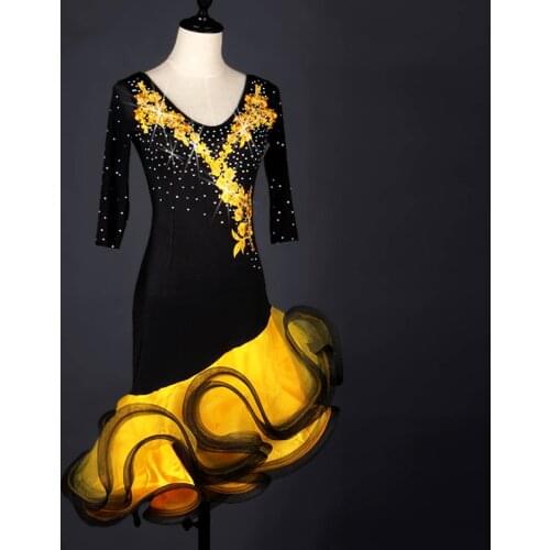 Latin Competition Dance Skirt Women Girls High Quality half Sleeve Professional Sumba Latin Dancing Wear Rumba Latin Costume