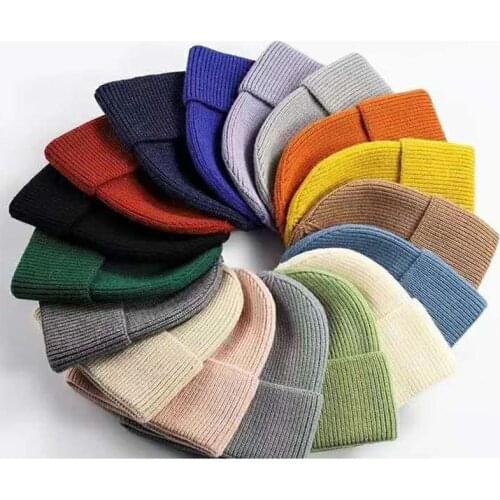 VISROVER 17 colors solid color acrylic beanies winter hat for woman best matched acrylic woman Autumn Warm skullies wholesale