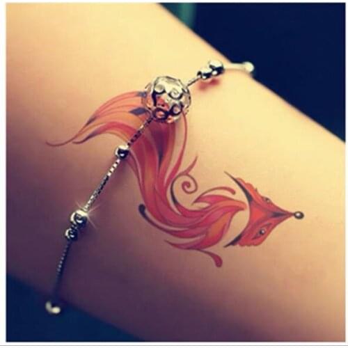 1Sheet Sex Waterproof Lovers Tattoo Sticker Fake Tattoo Animal Fox Temporary Tattoo for Women Arm Body Art Kyuubi Kitsune Tattoo