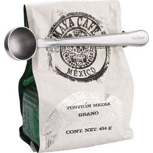 1PC Coffee Scoop Sealed Clips Gadgets Stainless Multifunction Coffee Tea Milk Powder Measuring Spoon Kitchen Tableware OK 0264