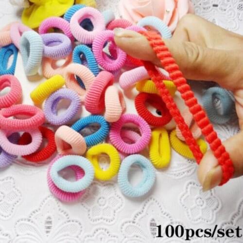 100pcs Kids girls Elastic Hair band rings ropes Headdress Hair Ties Scrunchies Ponytail Holder band rope girls hair accessories