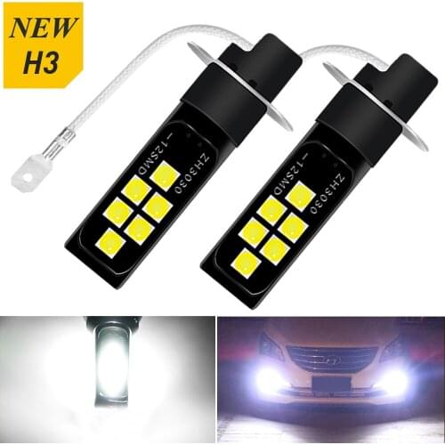 2PCS H3 1200LM 3030 LED Car Front Foglamps Anti Fog Bulbs Auto Anti Fog Lamp Driving Light 6000K White Blue Orange Pink purple