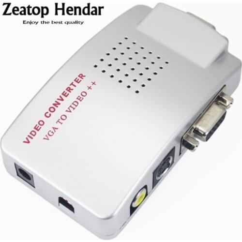 2pcs VGA to TV AV RCA Signal Adapter Converter Video Switch Box Connector