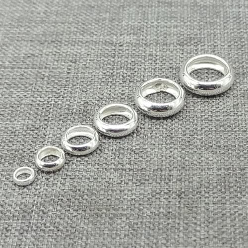925 Sterling Silver Shiny Spacer Beads Large Hole 5mm 6mm Rolo Belcher Loop for Bracelet Necklace