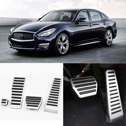 4pcs Aluminium Non Slip Foot Rest Fuel Gas Brake Pedal Cover For Infiniti Q70/QX70 AT 2013-2016
