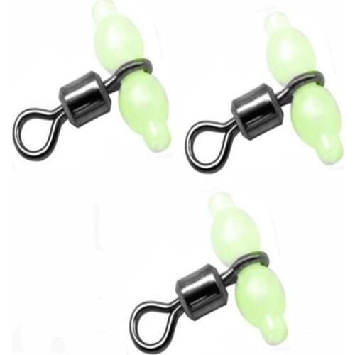 5/10pcs Luminous Fishhook Lure Fishing Swivel Connector Rolling Barrel 3 Way Fluorescent Beads Line Fishing Tackle Accessories