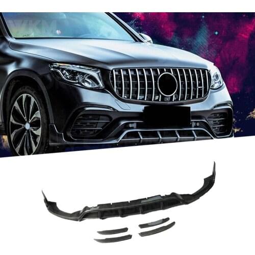 5pcs Carbon Fiber Front Lip Spoiler for Benz GLC Class Coupe W253 GLC63 Original Bumper 2016 - 2019 FRP Bumper Guard
