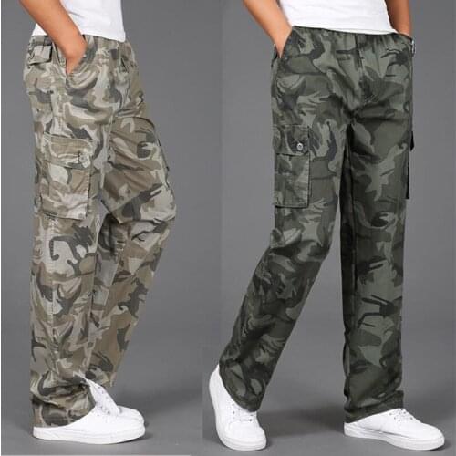 Mens Casual Loose Oversize Long Pants Military Combat Cargo Trousers Camouflage F33