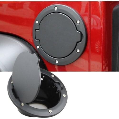 Black Gas Cap Cover Powder Coated Steel for Jeep Wrangler JK & Unlimited 2007-2017