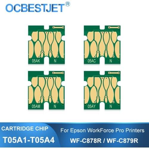 T05A1 T05A2 T05A3 T05A4 Ink Cartridge Chip For Epson WorkForce Pro WF-C878R WF-C879R C878R C879R Printer Chips - BK C M Y