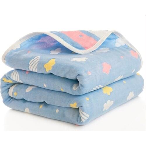 Pure cotton120x150cm six layer thick gauze childrens bath soft towels baby bedding quilt kid blanket for spring and autumn