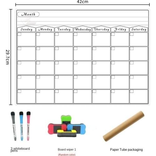 Whiteboard Rewritable Calendar Sticker Set Weekly And Monthly Planner Removable Magnetic Message Board Refrigerator Sticker