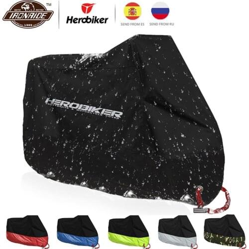 HEROBIKER Motorcycle Cover All Season Waterproof Dustproof UV Protective Outdoor Indoor Lock-holes Design Motorbike Rain Cover