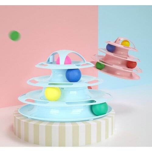 Cat Toy Tower Tracks Disc Three Levels Pet Intelligence Amusement cat toys ball Training Amusement Plate For Kitten IQ Traning