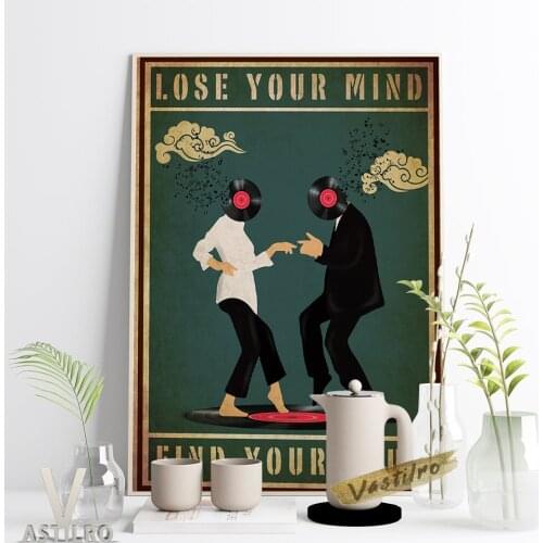 Enjoy Dance Vinyl Record Collage Art Print Abstract Poster Funny Housewarming Gift Music Lovers Collection Canvas Painting Decor