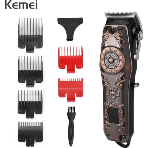 Kemei KM-2617 Electric Hair Clipper Professional Trimmer LCD Wireless Hair Cutting Machine Fine-tuning Razor Hair Style Tool 40D
