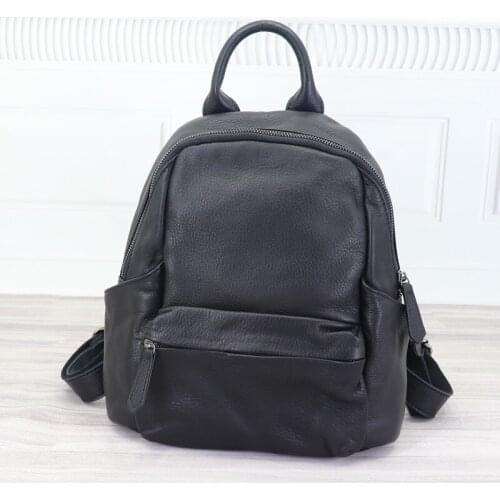 Classic Backpack Women Genuine Leather Bag Casual Large Capacity Travel Bags Female Daily Rucksack Black School Bags For Girls