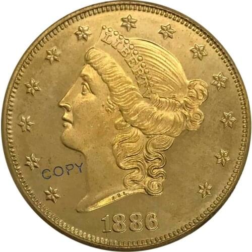 1886 United States 20 Twenty Dollars Liberty Head Double Eagle with motto Gold coin Brass Collectibles Copy Coin