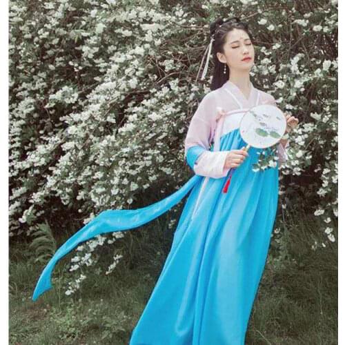 Chinese Folk Dance Costume Retro Tang Dynasty Princess Cosplay Stage Wear Asian Traditional Chinese Hanfu Women Fairy Dress