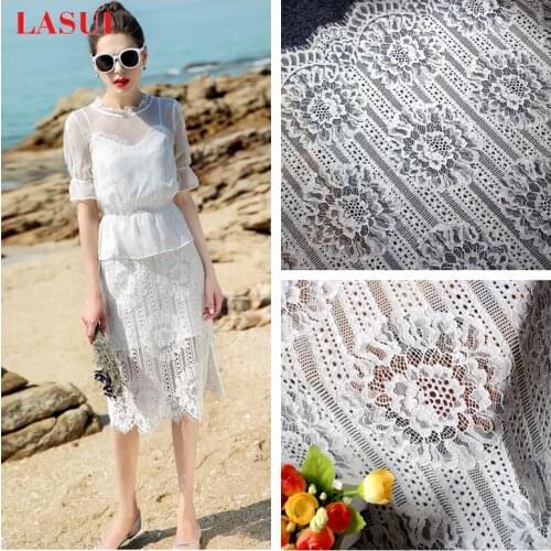 LASUI 2017 new 1.5m*1.5m=1 lot 3D flowers Pretty Eyelash French lace fabric black white DIY costume dress accessories C0151