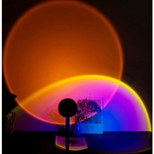 Hot USB Rainbow Sunset Lighting Led Night Light Sun Projection Desk Lamp for Bedroom Bar Coffee Store Wall Decoration