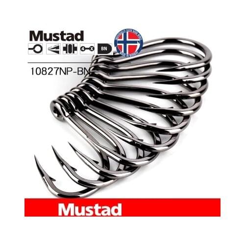 Mustad Fishing Hooks 10827NP-BN Carp Hook 1# 1/0 -12/0 South Oil Giant Sea Barbed Fishhook Black Fish High Carbon Steel Pesca