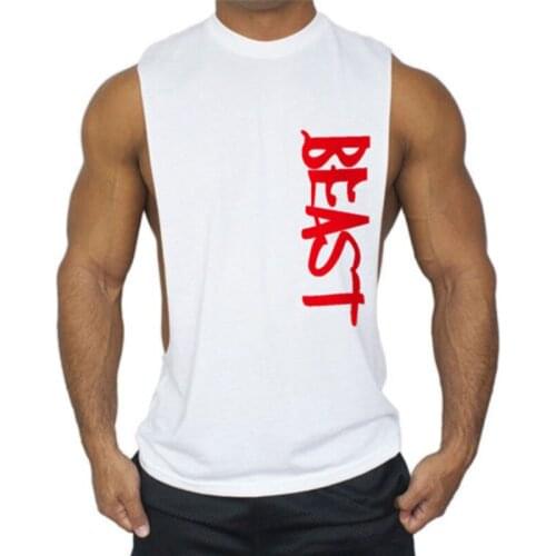 Men Summer Fitness Tank Tops Sport Gym Bodybuilding Muscle Vest Sleeveless Letter Print Athletic T-shirt