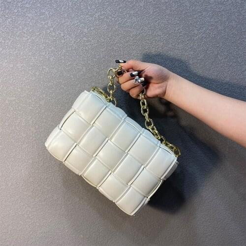 Weave Square Tote bag 2021 Winter New High-quality PU Leather Womens Designer Handbag Vintage Chain Shoulder Messenger bag