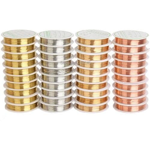 0.2/0.25/0.3/0.4/0.5/0.6/0.8/1.0mm Dia 2-30m/roll Silver Gold Color Beading Wrapping Copper Wire For DIY Jewelry Finding Project