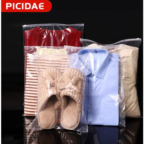 Clear Plastic Garment Zip Lock Reusable Dress Packaging Bag Transparent Zipper Clothing Storage Self Seal Hermetic Package Pouch