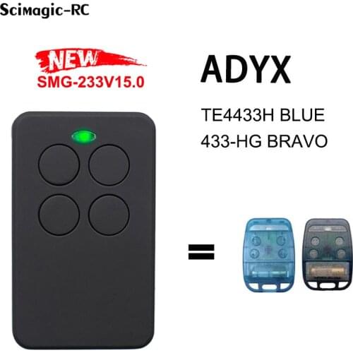 Gate Remote Control ADYX TE4433H BLUE 433-HG BRAVO Garage Door Opener 433MHz Transmitter Command 433.92 MHz Rolling Code Clone